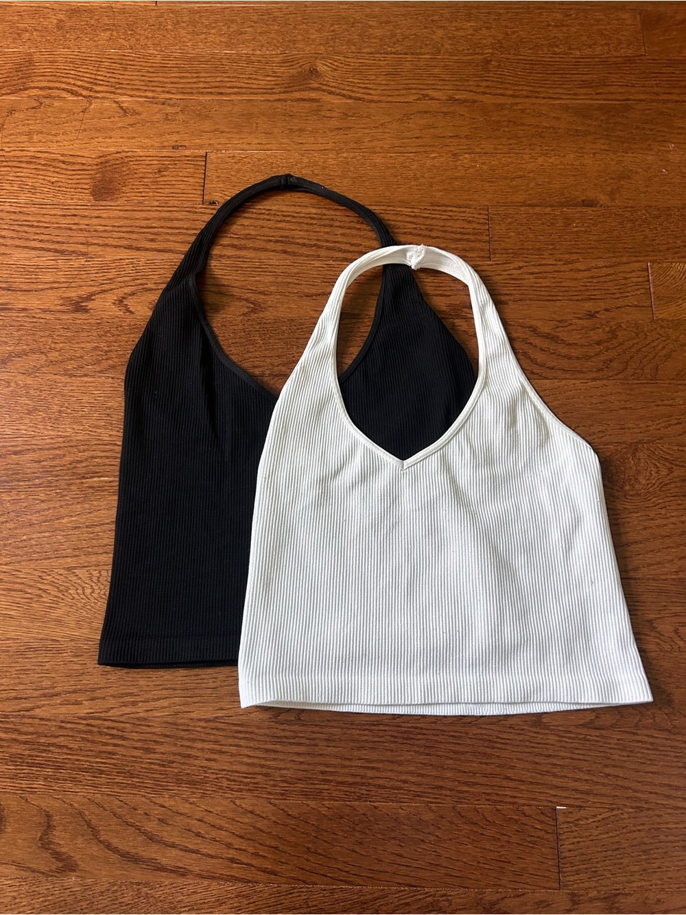 Full Tilt Ribbed Halter Tank Duo - Black & White